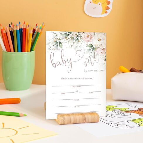 Geuro Baby Shower Invitations for boy, Jungle Animals Fill In Invites Cards wih Envelopes, Wooden, Set of 25. in Kuwait