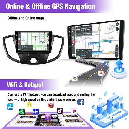 ستيريو سيارة Android لـ Ford Transit 2013-2019 مع شاشة اللمسات اللاسلكية و Android Auto ، 2G+32G 9inch Touch للعبور ، مع Bluetooth FM EQ WiFi Mirl Link SWC in Saudi Arabia