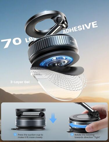 حامل هاتف Lamicall Car Mount - [70 رطلاً أقوى شفطًا] لجبل Magsafe Car ، 360 ° Cuptive Cup Cup Phone Mounting Matterboard Mathield حامل الهاتف المغناطيسي Fit iPhone 17 16 Pro Max in Saudi Arabia