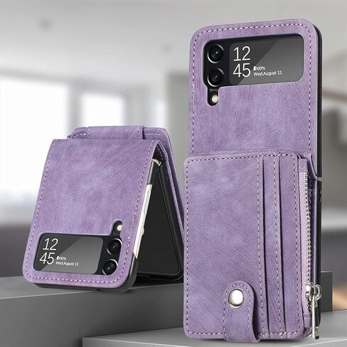 الحالات الخاصة بـ Galaxy Z Flip 3 Wallet Case with Card Retro 2 in 1 shipper flip wallet kickstand precium pu geather cover for samsung galaxy z flip 3 5g 2021 purple in Kuwait