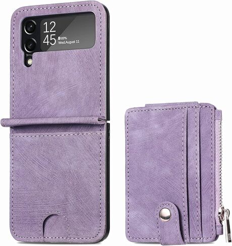 الحالات الخاصة بـ Galaxy Z Flip 3 Wallet Case with Card Retro 2 in 1 shipper flip wallet kickstand precium pu geather cover for samsung galaxy z flip 3 5g 2021 purple in Kuwait