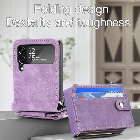 الحالات الخاصة بـ Galaxy Z Flip 3 Wallet Case with Card Retro 2 in 1 shipper flip wallet kickstand precium pu geather cover for samsung galaxy z flip 3 5g 2021 purple in Kuwait