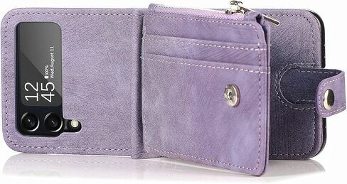 الحالات الخاصة بـ Galaxy Z Flip 3 Wallet Case with Card Retro 2 in 1 shipper flip wallet kickstand precium pu geather cover for samsung galaxy z flip 3 5g 2021 purple in Kuwait