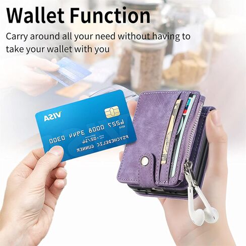 الحالات الخاصة بـ Galaxy Z Flip 3 Wallet Case with Card Retro 2 in 1 shipper flip wallet kickstand precium pu geather cover for samsung galaxy z flip 3 5g 2021 purple in Kuwait
