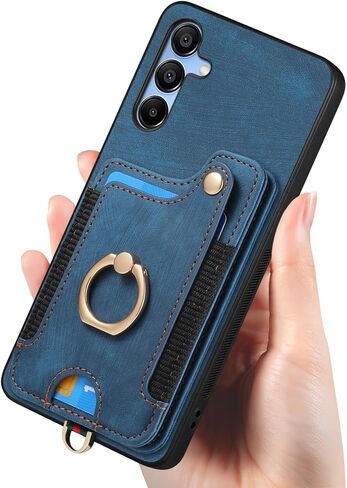 بالنسبة إلى Samsung Galaxy A16 5G CASE مع حامل البطاقة للمرأة ، PU LEATHY FLIP FOLIO WALLET CASE ، RFID Forcing Ring Ring Riskstand Slist Magnetic Strap Cover for Galaxy A16 Purple in Kuwait