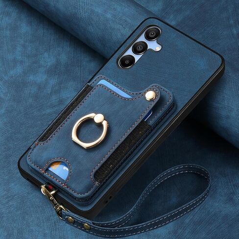 بالنسبة إلى Samsung Galaxy A16 5G CASE مع حامل البطاقة للمرأة ، PU LEATHY FLIP FOLIO WALLET CASE ، RFID Forcing Ring Ring Riskstand Slist Magnetic Strap Cover for Galaxy A16 Purple in Kuwait