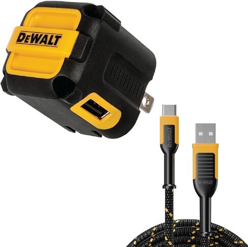Dewalt 2-Port USB Wall Charger + 6 ft type c to usb cable ، dual 5V/2.1a Power AC Adapter w/fast Charging Type C ، Fast Charging Block Cube for iPhone 15/14/13 Pro Max Samsung Galaxy Google Pixel in Saudi Arabia