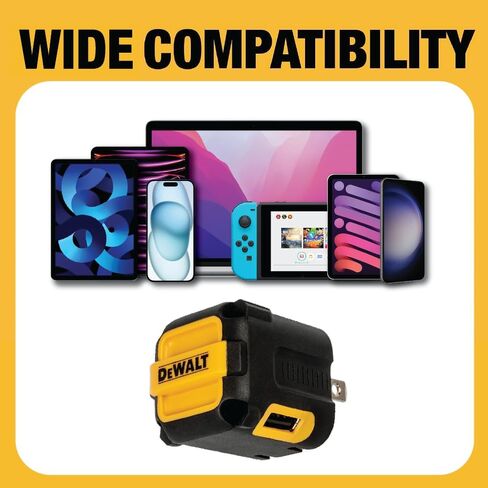 Dewalt 2-Port USB Wall Charger + 6 ft type c to usb cable ، dual 5V/2.1a Power AC Adapter w/fast Charging Type C ، Fast Charging Block Cube for iPhone 15/14/13 Pro Max Samsung Galaxy Google Pixel in Saudi Arabia