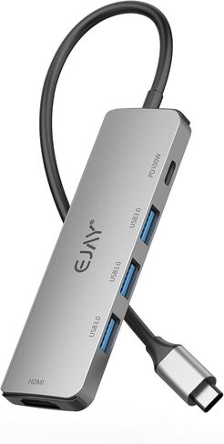 EJAY 5-in-1 USB C Hub with 4K HDMI, 3×USB 3.0, 100W PD – Compatible with MacBook Pro, iPad, Switch, Surface, XPS, Windows & Linux in Saudi Arabia