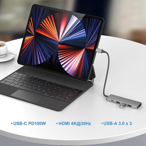 EJAY 5-in-1 USB C Hub with 4K HDMI, 3×USB 3.0, 100W PD – Compatible with MacBook Pro, iPad, Switch, Surface, XPS, Windows & Linux in Saudi Arabia