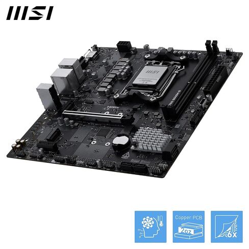 MSI Pro B840M -B Motherboard ، MATX - يدعم AMD RYZEN 9000/8000/7000 معالجات ، AM5 - DDR5 Memory Boost (8000+ MT/S OC) ، PCIE 4.0 X16 ، M.2 Gen4 ، 2.5G LAN in Saudi Arabia