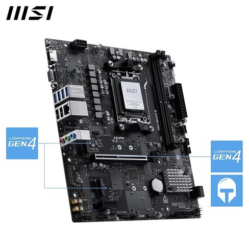 MSI Pro B840M -B Motherboard ، MATX - يدعم AMD RYZEN 9000/8000/7000 معالجات ، AM5 - DDR5 Memory Boost (8000+ MT/S OC) ، PCIE 4.0 X16 ، M.2 Gen4 ، 2.5G LAN in Saudi Arabia