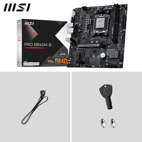 MSI Pro B840M -B Motherboard ، MATX - يدعم AMD RYZEN 9000/8000/7000 معالجات ، AM5 - DDR5 Memory Boost (8000+ MT/S OC) ، PCIE 4.0 X16 ، M.2 Gen4 ، 2.5G LAN in Saudi Arabia
