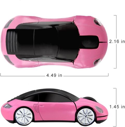 Cool Sport Car Shape Mouse 2.4GHz Wireless Car Mouse Mini Small Optical Gaming Mice Office Mice with USB Receiver for PC Laptop Computer for Kids Girls Adults 1600DPI 3 Button Pink in Saudi Arabia