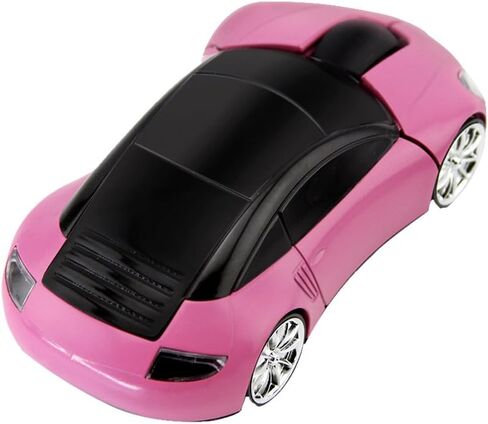 Cool Sport Car Shape Mouse 2.4GHz Wireless Car Mouse Mini Small Optical Gaming Mice Office Mice with USB Receiver for PC Laptop Computer for Kids Girls Adults 1600DPI 3 Button Pink in Saudi Arabia