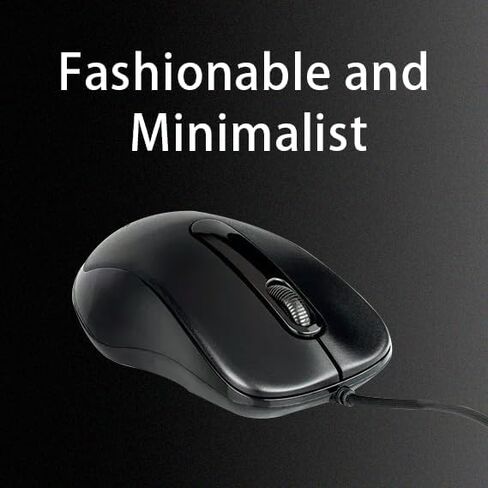 Wired USB Mouse, Plug and Play Light, Ultra-Thin, Silent and Portable, Suitable for Desktop Computers, laptops, PCs, Chromebooks, etc,Black in Saudi Arabia