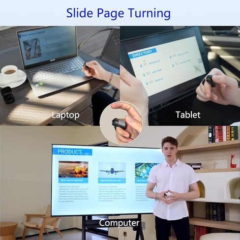 Spyn Multifunctional Ring Mouse Pro ، ماوس حلقة الإصبع مع TouchtrackPad ، Bluetooth/اللاسلكي التمرير اللاسلكي لتسجيل iPhone/Android/PC/محمول/أقراص/SmartTVs ، RemoteControl لتسجيل الكاميرا/الفيديو in Kuwait