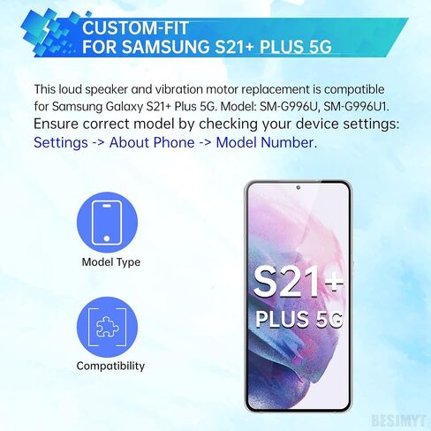 بالنسبة إلى Samsung Galaxy S21+ Plus 5G ، استبدال محرك الاهتزاز بصوت عالٍ مع قوس صوتي صوتي نغمة صوتية استبدال مجموعة مكبرات الصوت Ringer S21Plus5G SM-G996U in Kuwait