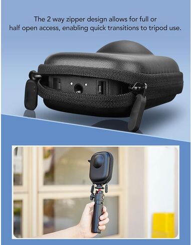 Gugxiom Osmo 360 Case Carrying Case for Osmo 360, Dual Zipper Portable Travel Bag with Invisible Selfie Stick Tripod, PU Hard Shell for Osmo 360 Accessories in Saudi Arabia