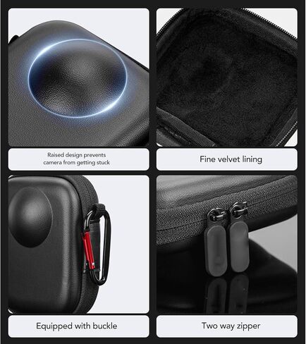 Gugxiom Osmo 360 Case Carrying Case for Osmo 360, Dual Zipper Portable Travel Bag with Invisible Selfie Stick Tripod, PU Hard Shell for Osmo 360 Accessories in Saudi Arabia