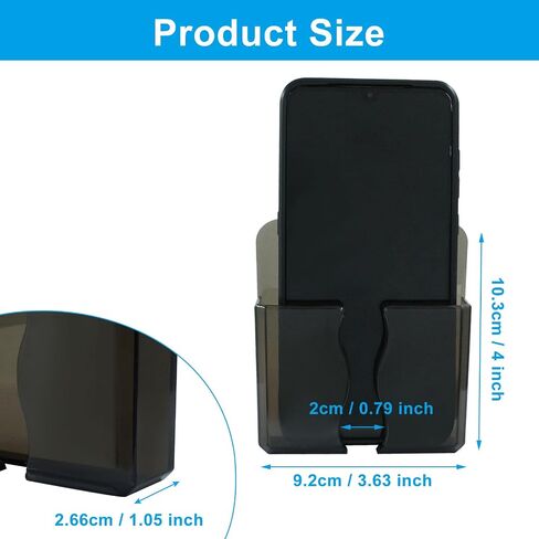 HITEFU 2 PCS حامل هاتف مثبت على الحائط مع ثقب الشحن ، وقصة الهاتف الواضحة ذاتية الالتصاق متوافقة مع Android & iPhone ، لجانب السرير ، المنزل ، المكتب in Saudi Arabia
