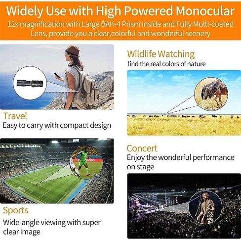 S لمشاهدة الطيور ، 4K 1 - -300x40mm Super Telezoom ، مع حامل الهاتف وترايبود ، للسفر ، الحفلات الموسيقية ، مباريات كرة القدم in Saudi Arabia