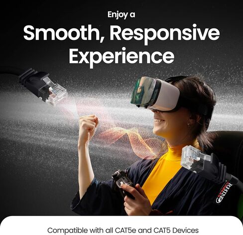 Rhinocables Slim Cat 6 Cable Gigabit Ethernet عالية السرعة - الرصاص شبكة التصحيح للشبكة LAN | Snagless UTP Design ، LSZH سترة | موصل RJ45 للإنترنت ، جهاز التوجيه ، المودم ، التلفزيون الذكي ، الكمبيوتر الشخصي والمزيد (10 أقدام ، أسود) in Saudi Arabia