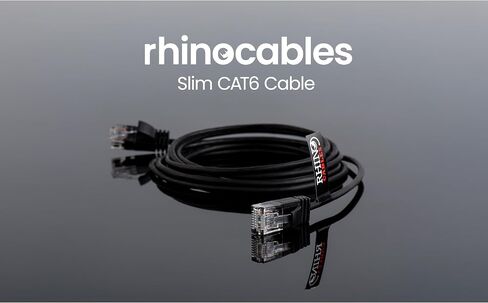 rhinocables Slim CAT 6 High-Speed Gigabit Ethernet Cable - Patch Network Lead for LAN| Snagless UTP Design, LSZH Jacket | RJ45 Connector for Internet, Router, Modem, Smart TV, PC & More (10ft, Black) in Kuwait