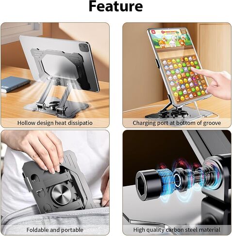 Tablet Holder Stand, Adjustable Desktop Stand Compatible with 4-13" for iPads, Surface Tablets, Portable Monitors, Silver in Saudi Arabia
