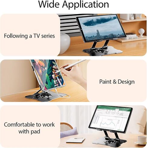 Tablet Holder Stand, Adjustable Desktop Stand Compatible with 4-13" for iPads, Surface Tablets, Portable Monitors, Silver in Saudi Arabia