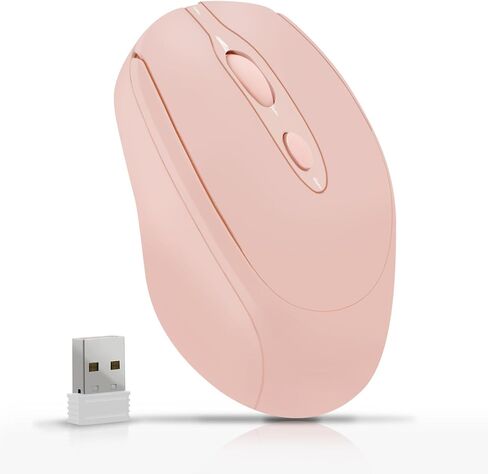 Wireless Mouse, Computer Mice with Bluetooth 5.2 & 2.4G Dual Mode Connectivity, Ergonomic Optical Mouse for Laptop/PC/iPad/MacBook Pro/Air,Bluetooth Mouse with Rechargeable Battery (Pink) in Saudi Arabia