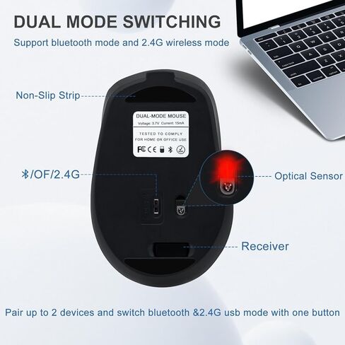 Wireless Mouse, Computer Mice with Bluetooth 5.2 & 2.4G Dual Mode Connectivity, Ergonomic Optical Mouse for Laptop/PC/iPad/MacBook Pro/Air,Bluetooth Mouse with Rechargeable Battery (Pink) in Kuwait