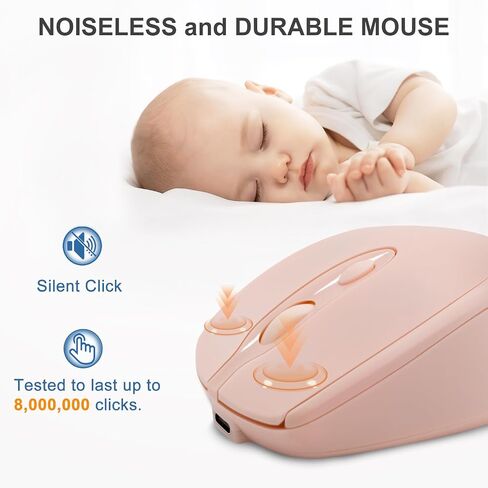 Wireless Mouse, Computer Mice with Bluetooth 5.2 & 2.4G Dual Mode Connectivity, Ergonomic Optical Mouse for Laptop/PC/iPad/MacBook Pro/Air,Bluetooth Mouse with Rechargeable Battery (Pink) in Saudi Arabia