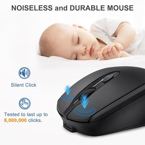 Wireless Mouse, Computer Mice with Bluetooth 5.2 & 2.4G Dual Mode Connectivity, Ergonomic Optical Mouse for Laptop/PC/iPad/MacBook Pro/Air,Bluetooth Mouse with Rechargeable Battery (Pink) in Kuwait