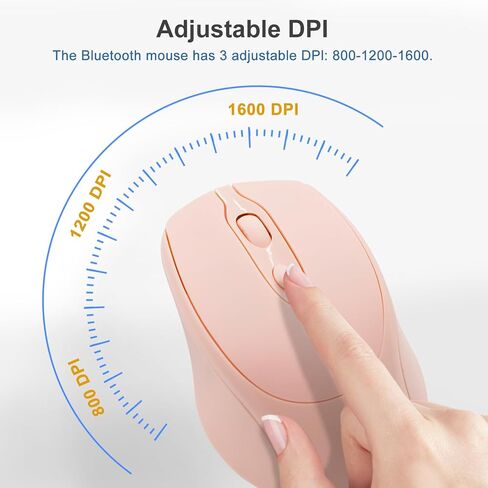 Wireless Mouse, Computer Mice with Bluetooth 5.2 & 2.4G Dual Mode Connectivity, Ergonomic Optical Mouse for Laptop/PC/iPad/MacBook Pro/Air,Bluetooth Mouse with Rechargeable Battery (Pink) in Saudi Arabia