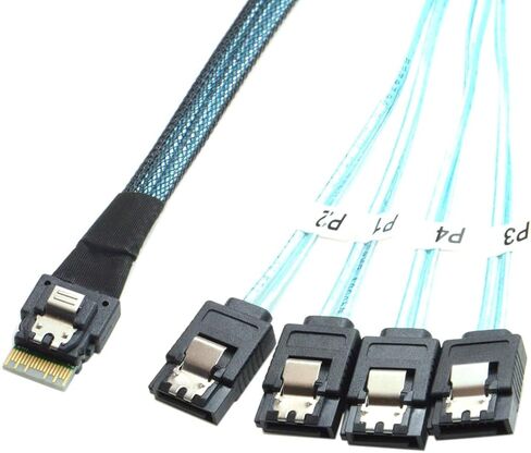 2025 SLIM S/AS 4.0 38P SFF-8654 إلى 4 M1NI S/AS 29PIN SFF-8482 COMPUTER SERRAY CABLE SATA (0.5M ، 8x إلى 8-SATA) in Kuwait