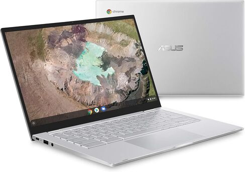 ASUS Chromebook C425 Clamshell Laptop ، 14 "FHD 4-Way Nanoedge ، Intel Core M3-8100Y Processor ، 4GB RAM ، تخزين EMMC 128GB ، KB الخلفية ، Silver ، OS Chrome ، C425TA-AS348F (REDENED) in Kuwait