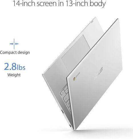 ASUS Chromebook C425 Clamshell Laptop ، 14 "FHD 4-Way Nanoedge ، Intel Core M3-8100Y Processor ، 4GB RAM ، تخزين EMMC 128GB ، KB الخلفية ، Silver ، OS Chrome ، C425TA-AS348F (REDENED) in Kuwait