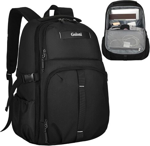 Goloni Travel Laptop Backpack for Men & Women, Airplane Approved 35L Carry-On Backpack with 15.6 Inch Laptop Compartment, Water-Resistant Business Backpack,Bookbag for Travel, Work,Black in Saudi Arabia
