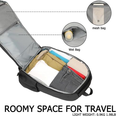 Goloni Travel Laptop Backpack for Men & Women, Airplane Approved 35L Carry-On Backpack with 15.6 Inch Laptop Compartment, Water-Resistant Business Backpack,Bookbag for Travel, Work,Black in Saudi Arabia