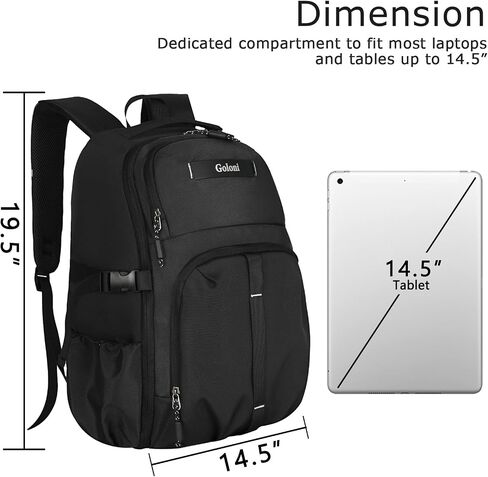 Goloni Travel Laptop Backpack for Men & Women, Airplane Approved 35L Carry-On Backpack with 15.6 Inch Laptop Compartment, Water-Resistant Business Backpack,Bookbag for Travel, Work,Black in Saudi Arabia