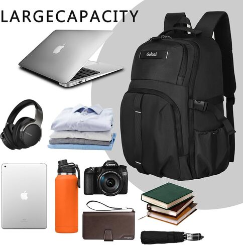 Goloni Travel Laptop Backpack for Men & Women, Airplane Approved 35L Carry-On Backpack with 15.6 Inch Laptop Compartment, Water-Resistant Business Backpack,Bookbag for Travel, Work,Black in Saudi Arabia