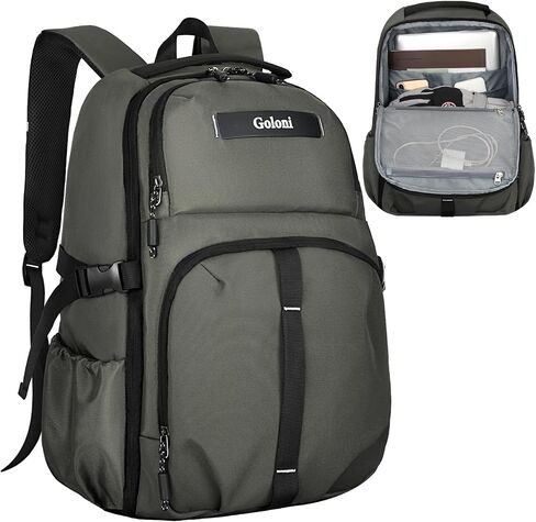 Goloni Travel Laptop Backpack for Men & Women, Airplane Approved 35L Carry-On Backpack with 15.6 Inch Laptop Compartment, Water-Resistant Business Backpack,Bookbag for Travel, Work,Black in Saudi Arabia