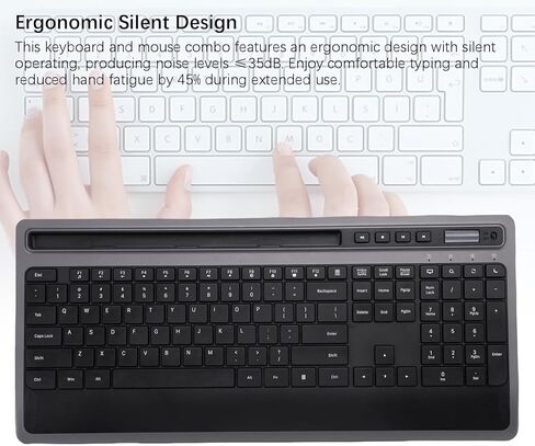 Sanpyl Wireless Keyboard and Mouse Combo, 2.4G Ergonomic Keyboard Mouse Set, with Phone Tablet Holder, 4 Multimedia Control Key, for Wins for OS X in Kuwait