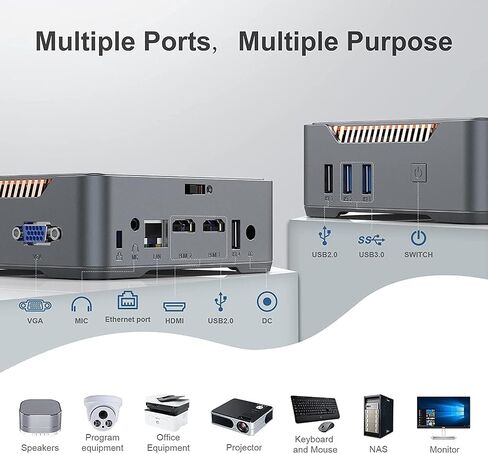 Mini PC Celeron N3350 Processor(Up to 2.4GHz), 4GB DDR3 64GB eMMC Mini Computer Desktop Computers Support 2TB Expansion, 4K HDMI Triple Display, Dual WiFi, BT4.2, Gigabit Ethernet in Saudi Arabia