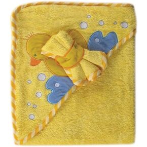 Luvable Friends Unisex Baby Cotton Hooded Towel and Washcloth, Floral, One Size in Kuwait