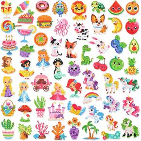 sinceroduct 64 PCS Diamond Painting Stickers Kits for Kids, DIY 5D Creative Art Stickers, New Cute Animals Insects Paint with Diamonds by Numbers, Girls Boys Adult Beginners Gift in Kuwait