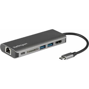 StarTech.com USB C محول متعدد المنافذ - USB-C إلى 4K 60Hz HDMI 2. 0، 100 واط لتسليم الطاقة من خلالها، SD/MicroSD، محورين USB 3. 0 منافذ GbE - USB من النوع C - كابل توصيل طويل 12 بوصة (DKT30CHSDPD1) in Saudi Arabia