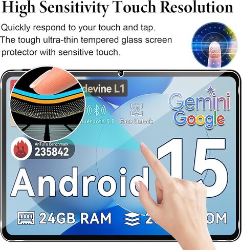 جرائم الجتم [2 حزمة شاشة حزمة لقرص Tabwee Tablet 2025 أحدث أجهزة Android 15 Tablets/Tabwee T20 ، صلابة 9H [وضوح HD] شاشة زجاجية مضادة للخلع ، وتثبيت سهلة ، خالية من الفقاعة in Kuwait