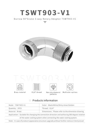 Barrow G1/4 "90 درجة ذكور إلى أنثى ثلاثية دوارة محول الأفعى دوارة موصل (أسود) in Saudi Arabia